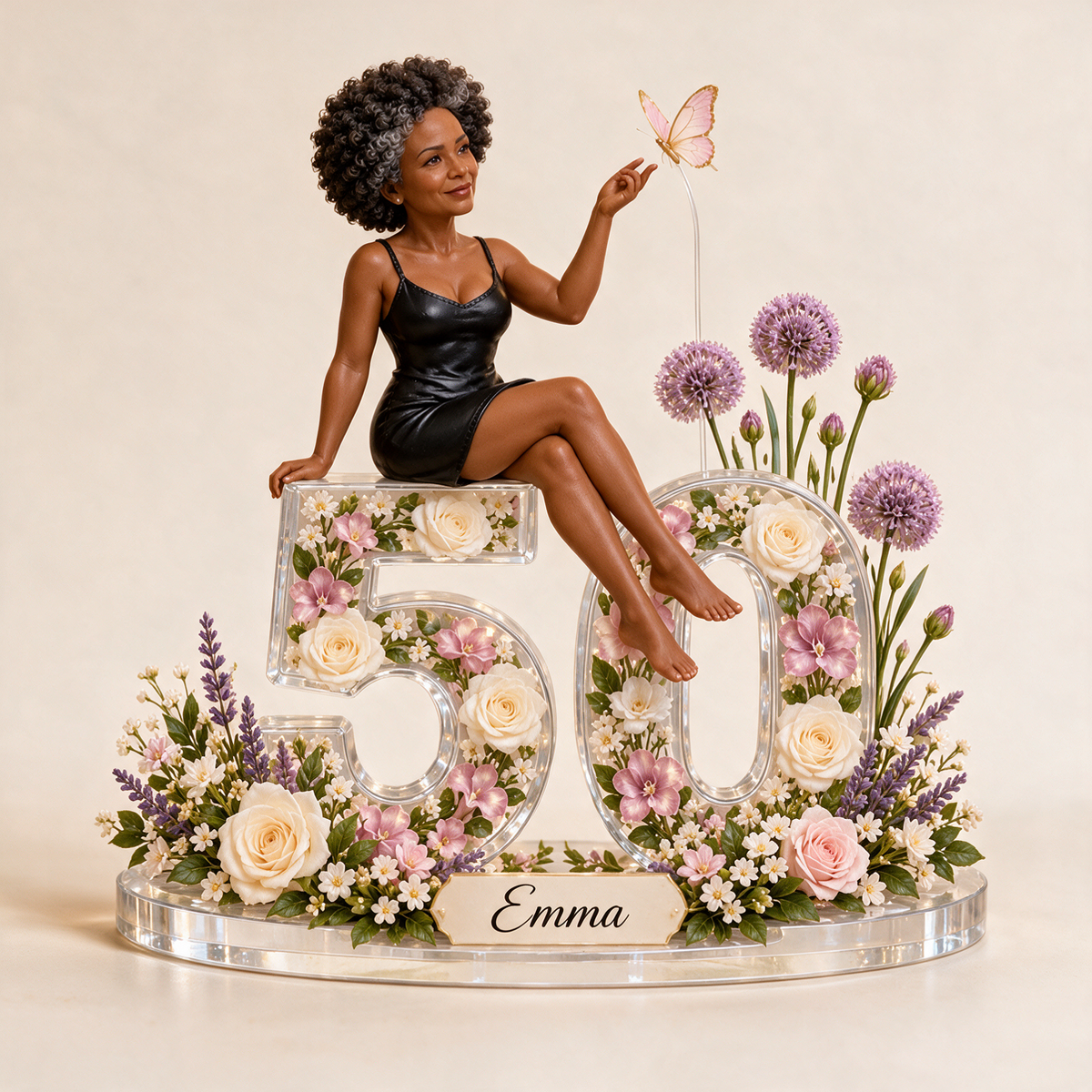 Personalized Custom Photo Wildflower Custom Shaped Acrylic Plaque - 50th Birthday Gift for Women
