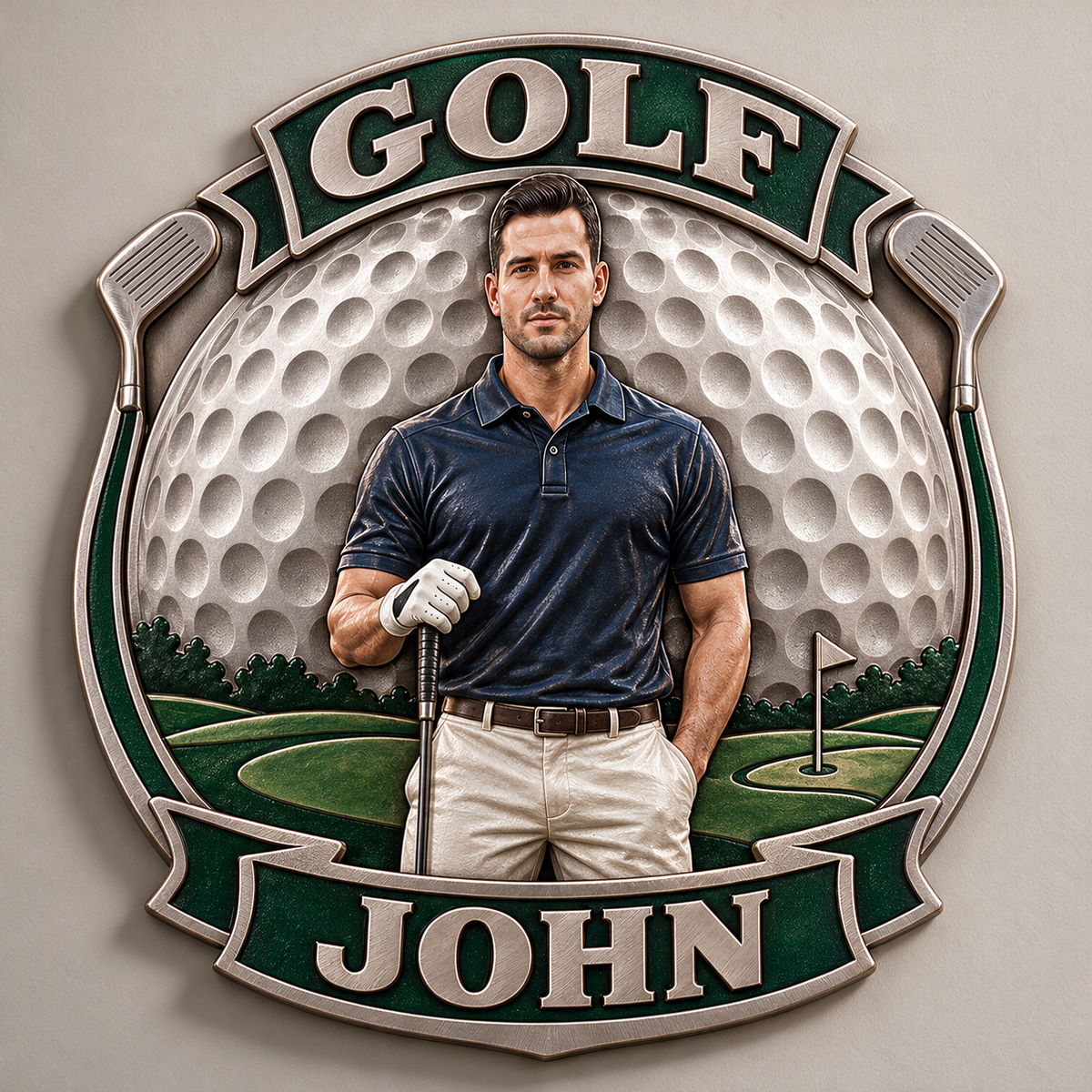 Personalized Custom Photo Golf 3D Printed Cut Metal Sign - Gift for Young Men