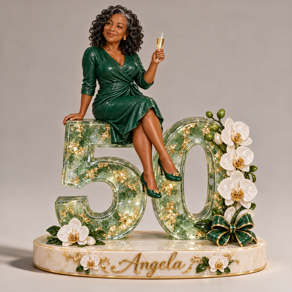 Personalized Custom Photo Orchid Custom Shaped Acrylic Plaque - 50th Birthday Gift for Women