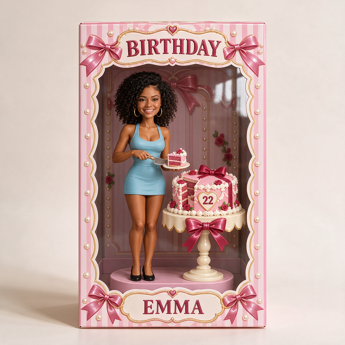 Personalized Birthday Portrait Display Box - Photo Figure with Name and Age