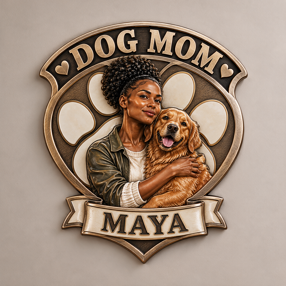 Personalized Custom Photo Dog Mom 3D Printed Cut Metal Sign - Gift for Young Women