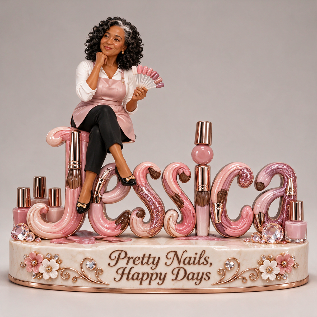 Personalized Custom Photo Nail Artist 3D Name Figurine - Gift for Older Women