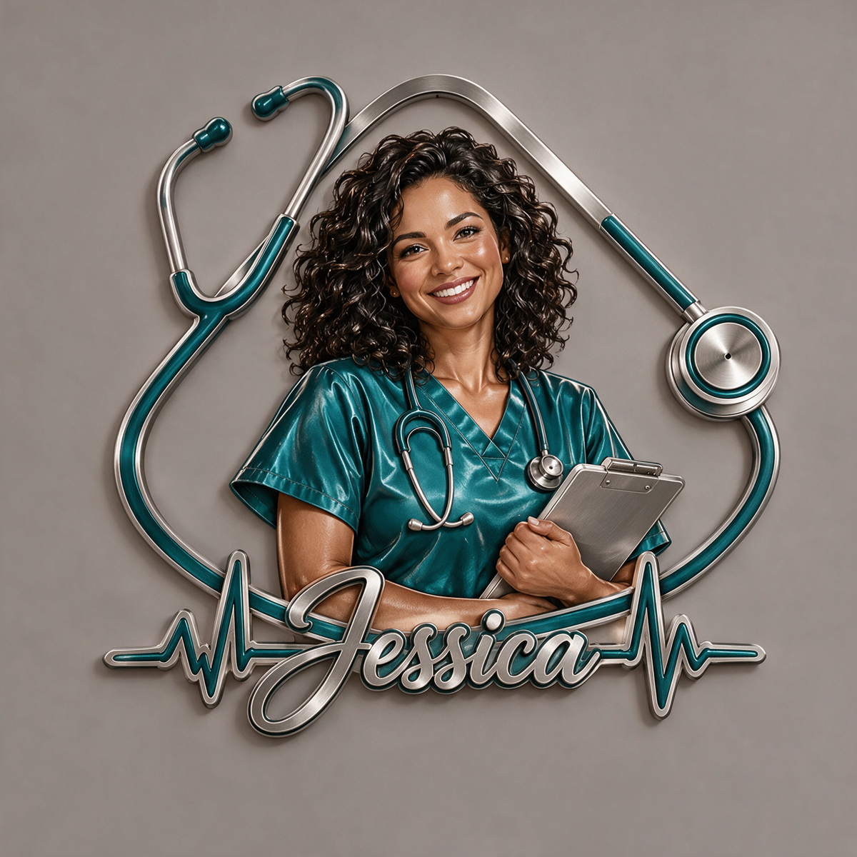 Personalized Custom Photo Nurse 3D Cut Metal Sign - Gift for Women