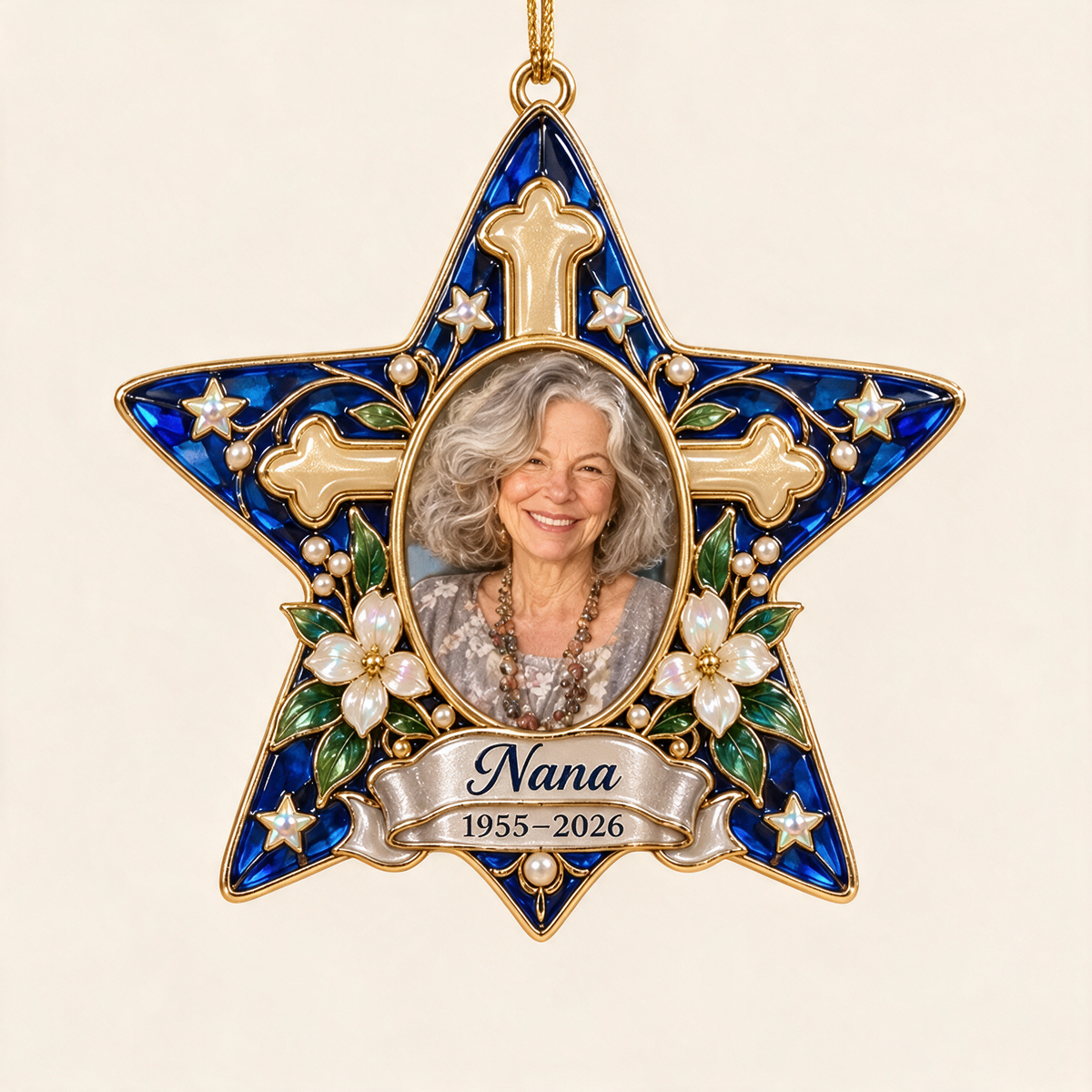 Personalized Custom Photo Star Memorial 3D Christmas Ornament - Grandmother Remembrance Keepsake