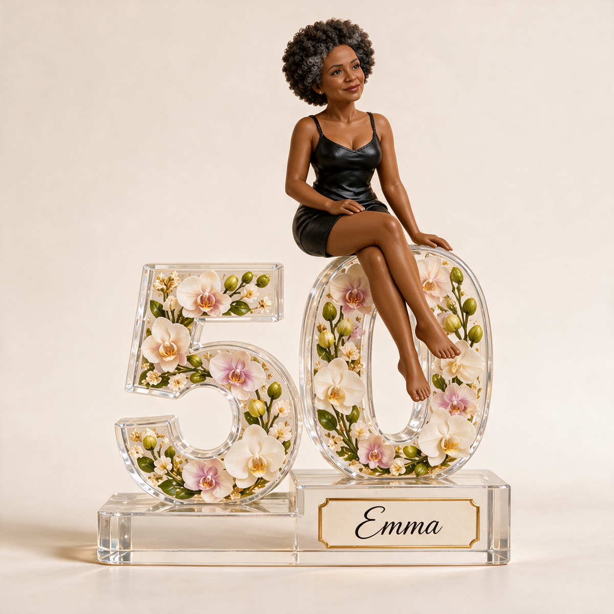 Personalized Custom Photo Orchid Custom Shaped Acrylic Plaque - 50th Birthday Gift for Women