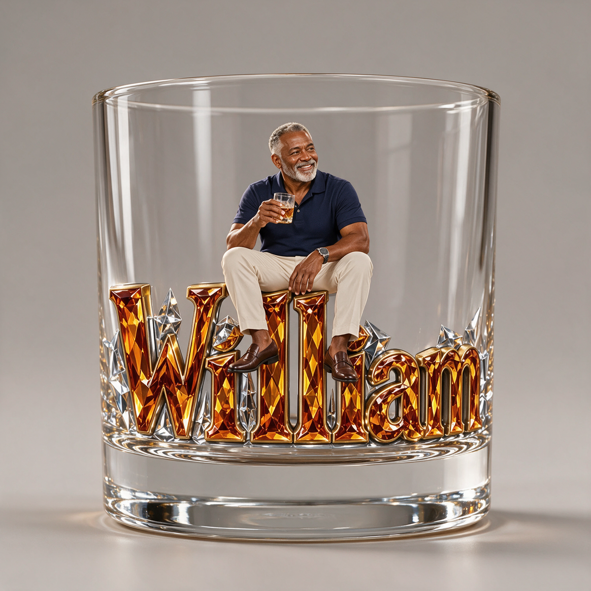 Personalized Custom Photo Whiskey Glass - Whiskey Lover Gift for Older Men