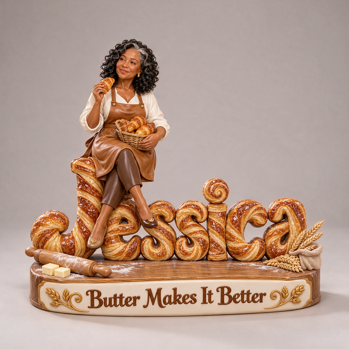 Personalized Custom Photo Bread Baking 3D Name Figurine - Gift for Older Women