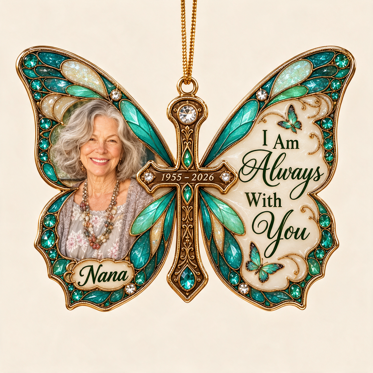 Personalized Custom Photo Butterfly Memorial 3D Christmas Ornament - Grandmother Remembrance Keepsake