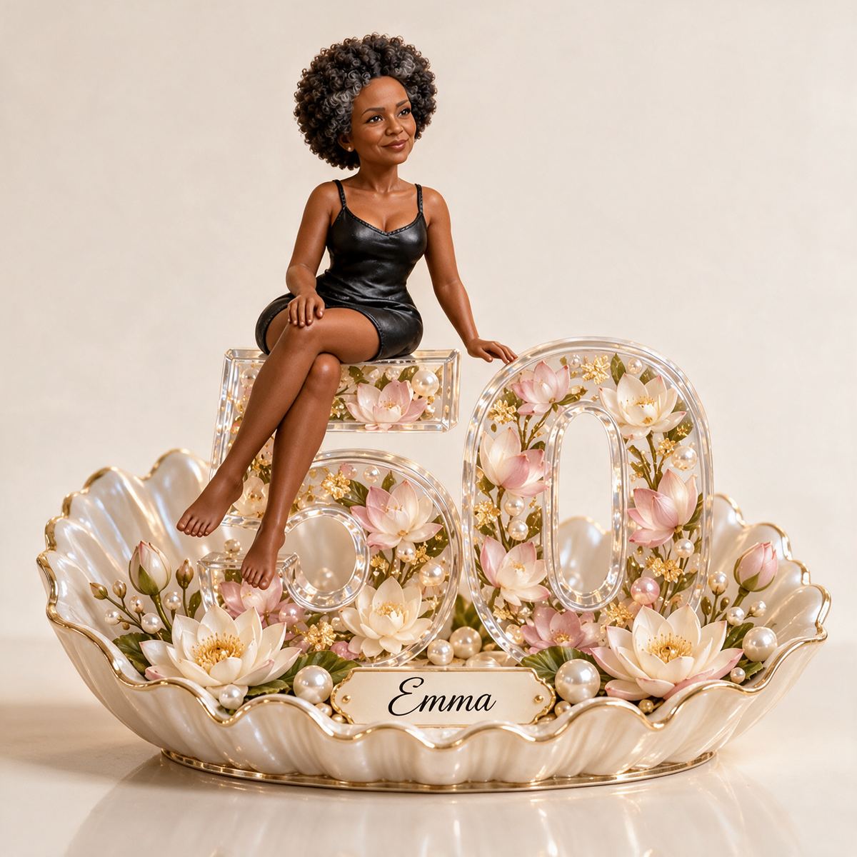 Personalized Custom Photo Lotus Custom Shaped Acrylic Plaque - 50th Birthday Gift for Women