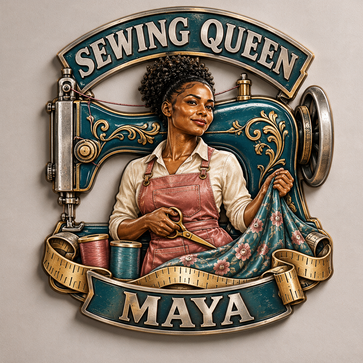 Personalized Custom Photo Sewing Queen 3D Printed Cut Metal Sign - Gift for Young Women