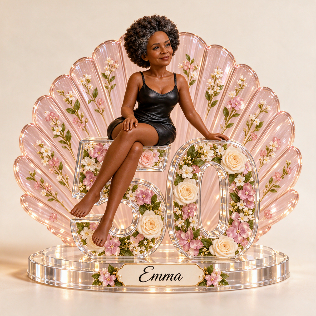 Personalized Custom Photo Seashell Custom Shaped Acrylic Plaque - 50th Birthday Gift for Women