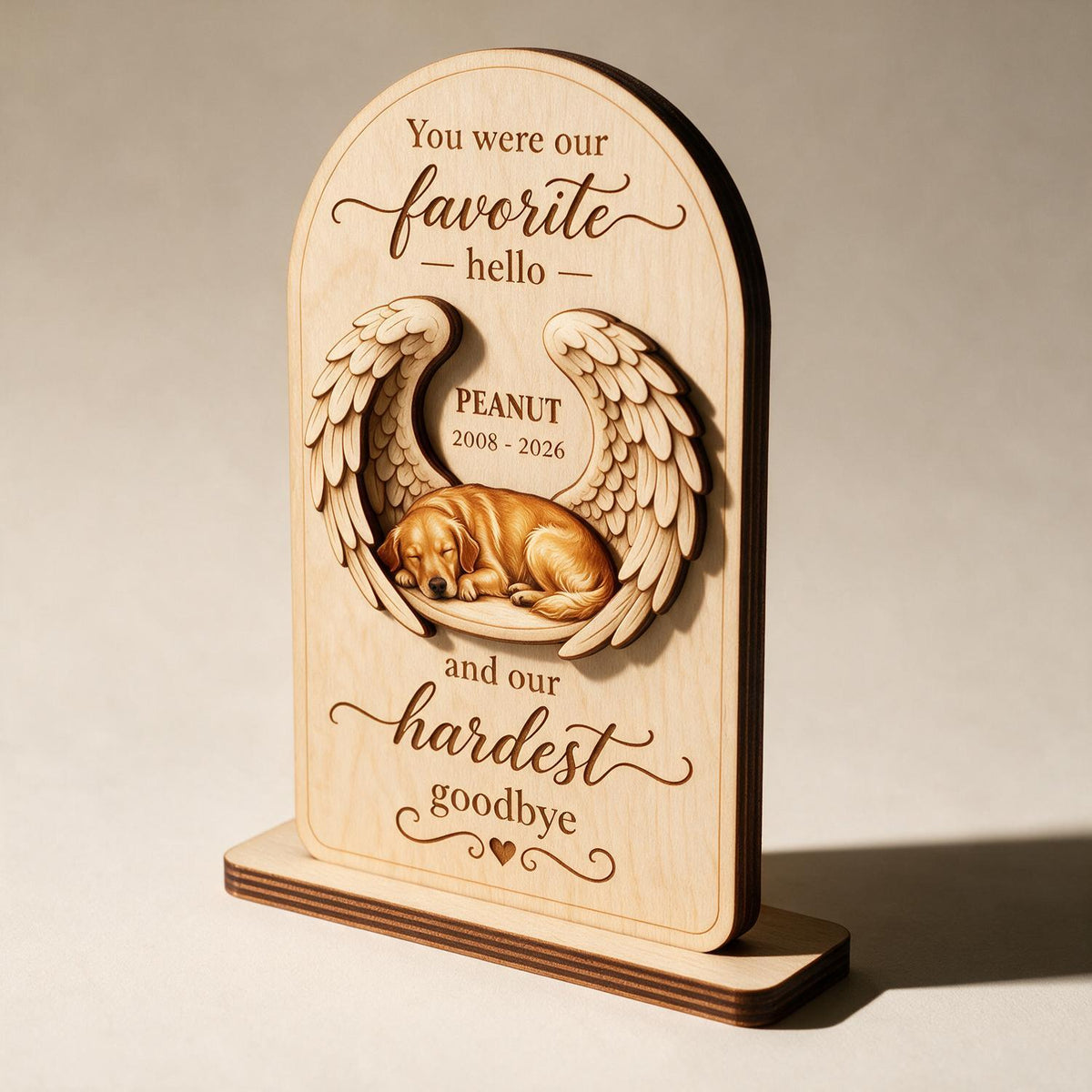 Pet Dog Cat Memorial Custom Photo You Were Our Favorite Hello - Personalized 2-Layered Wooden Plaque - Sympathy Gift, Remembrance Gift