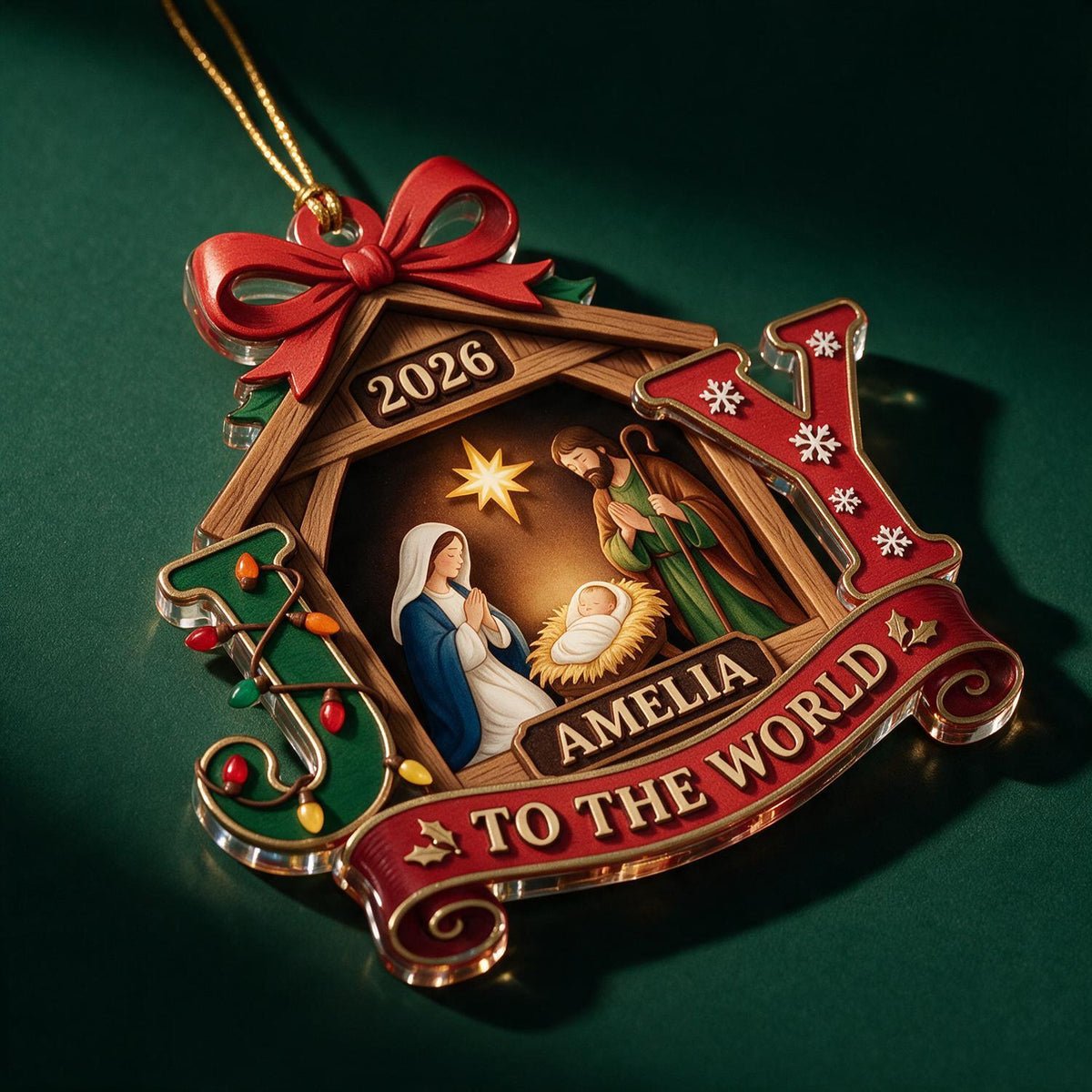 Personalized Christmas Baby First Christmas Nativity JOY Acrylic Ornament Keepsake Gift