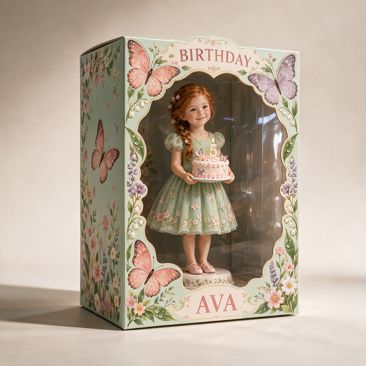 Personalized Custom Photo Butterfly Garden Acrylic Display Box - 5th Birthday Gift for Girls
