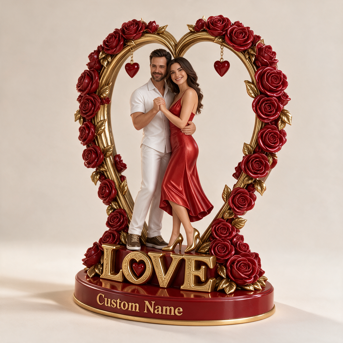 Custom Photo Couple Acrylic Plaque - Rose Heart Keepsake