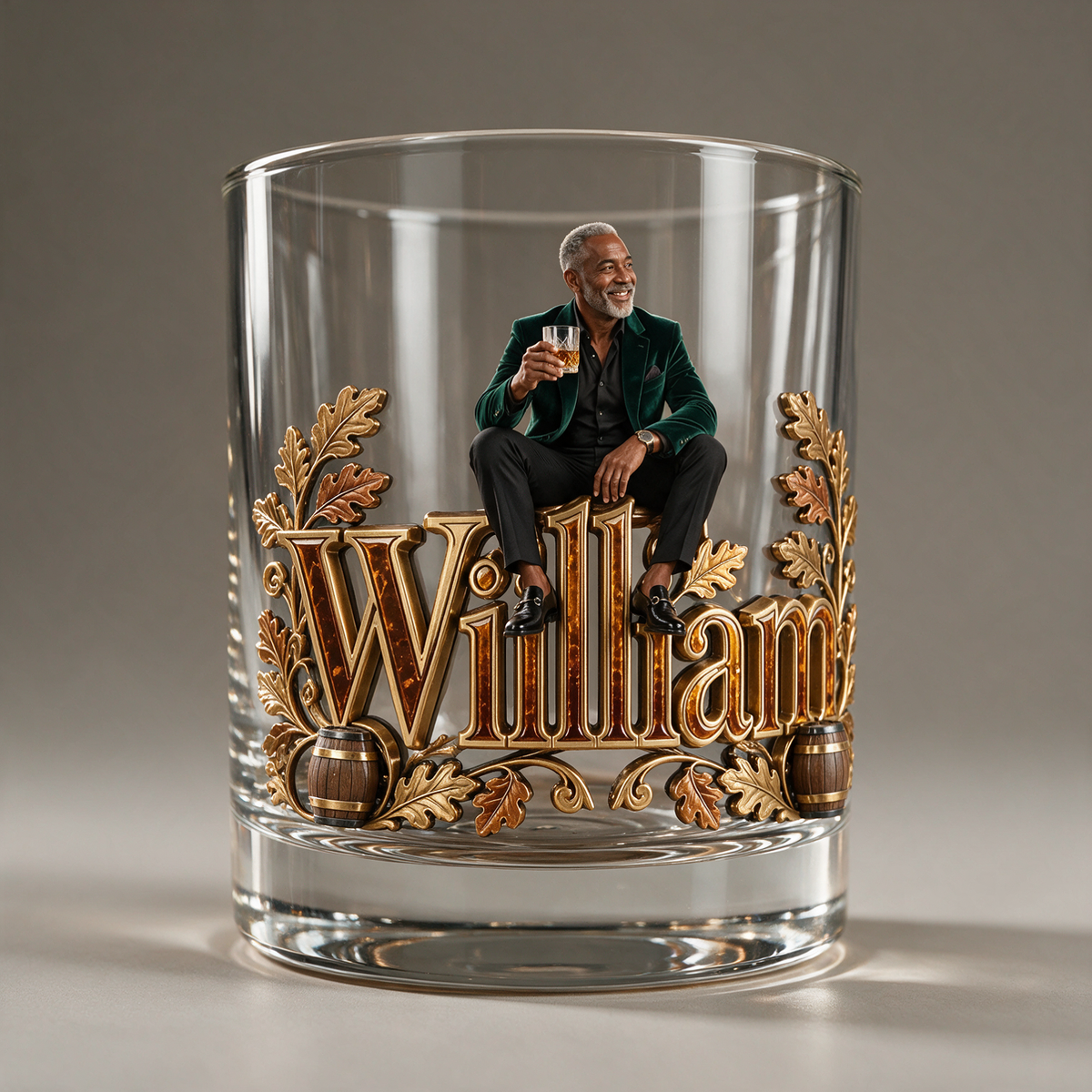 Personalized Custom Photo Whiskey Glass - Whiskey Lover Gift for Older Men