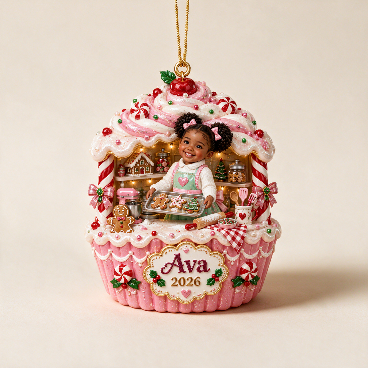 Personalized Custom Photo Christmas Baking 3D Ornament - 2026 Christmas Gift for Little Girls