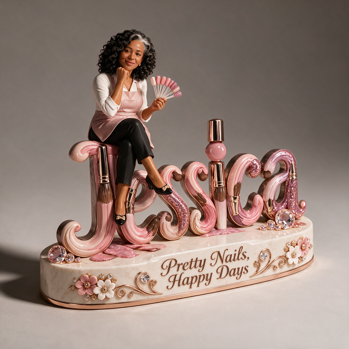 Personalized Custom Photo Nail Artist 3D Name Figurine - Gift for Older Women