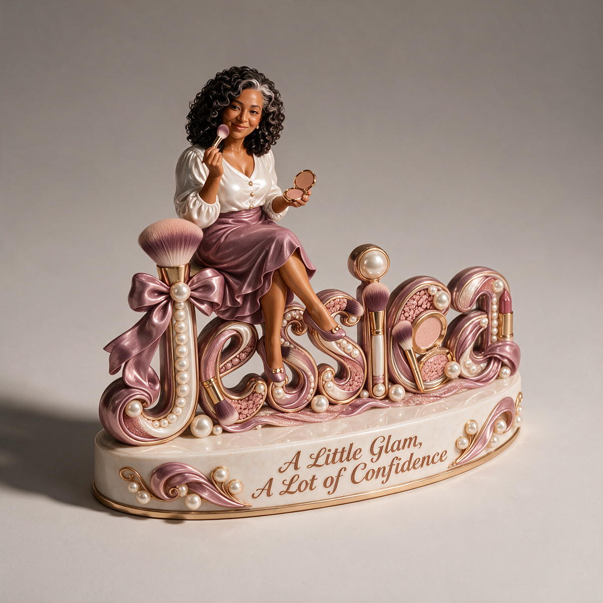 Personalized Custom Photo Makeup Lover 3D Name Figurine - Gift for Older Women