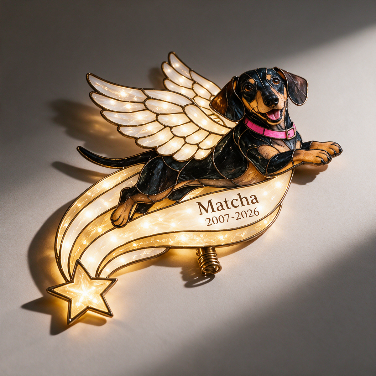 Personalized Dog Memorial Illuminated Christmas Tree Topper