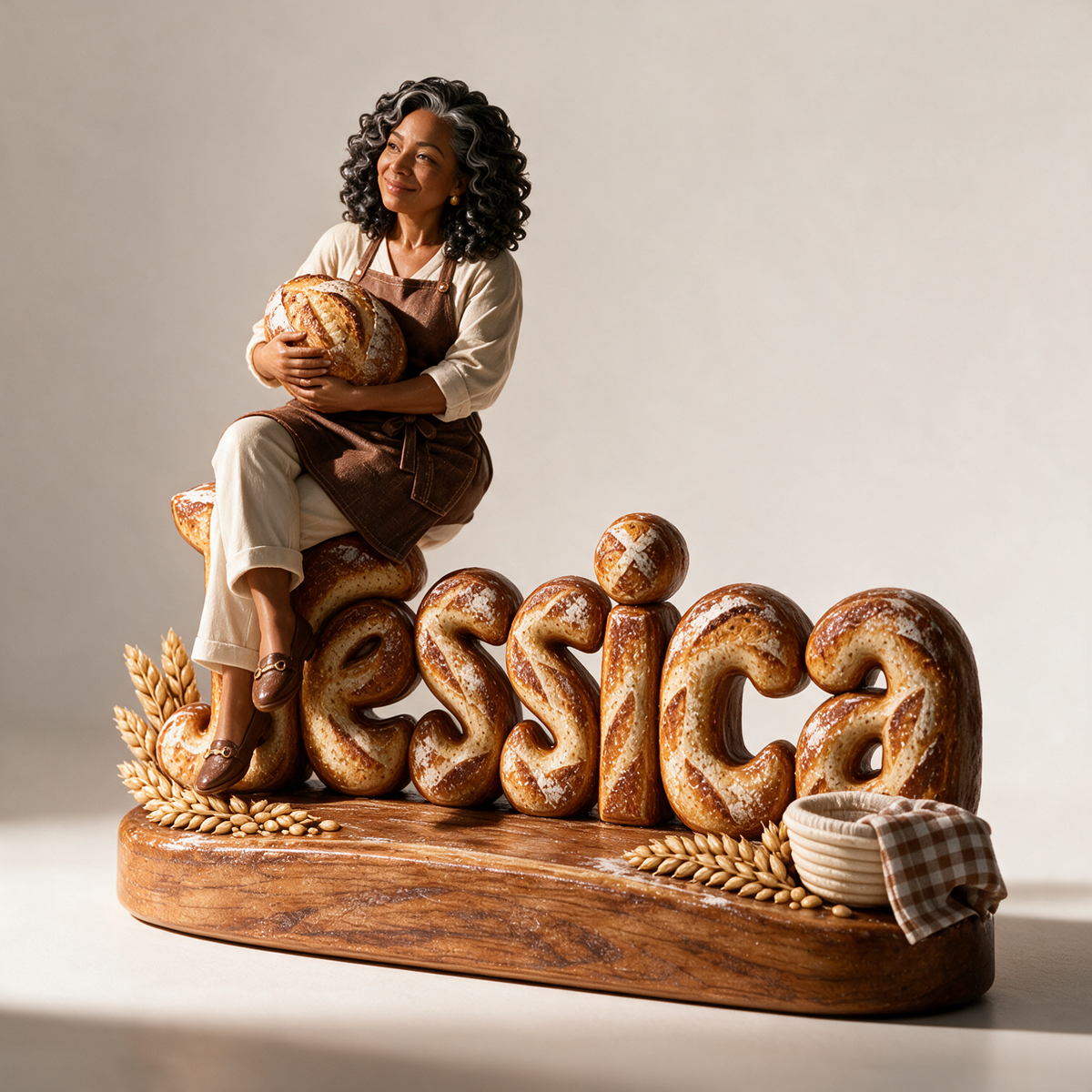 Personalized Custom Photo Artisan Bread Baking Custom Shaped Acrylic Plaque - Gift for Older Women Who Bake