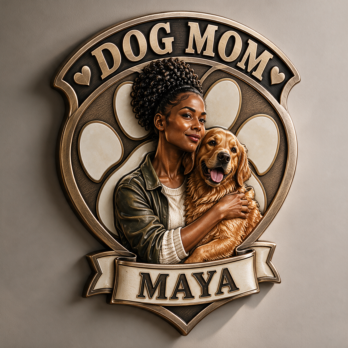 Personalized Custom Photo Dog Mom 3D Printed Cut Metal Sign - Gift for Young Women