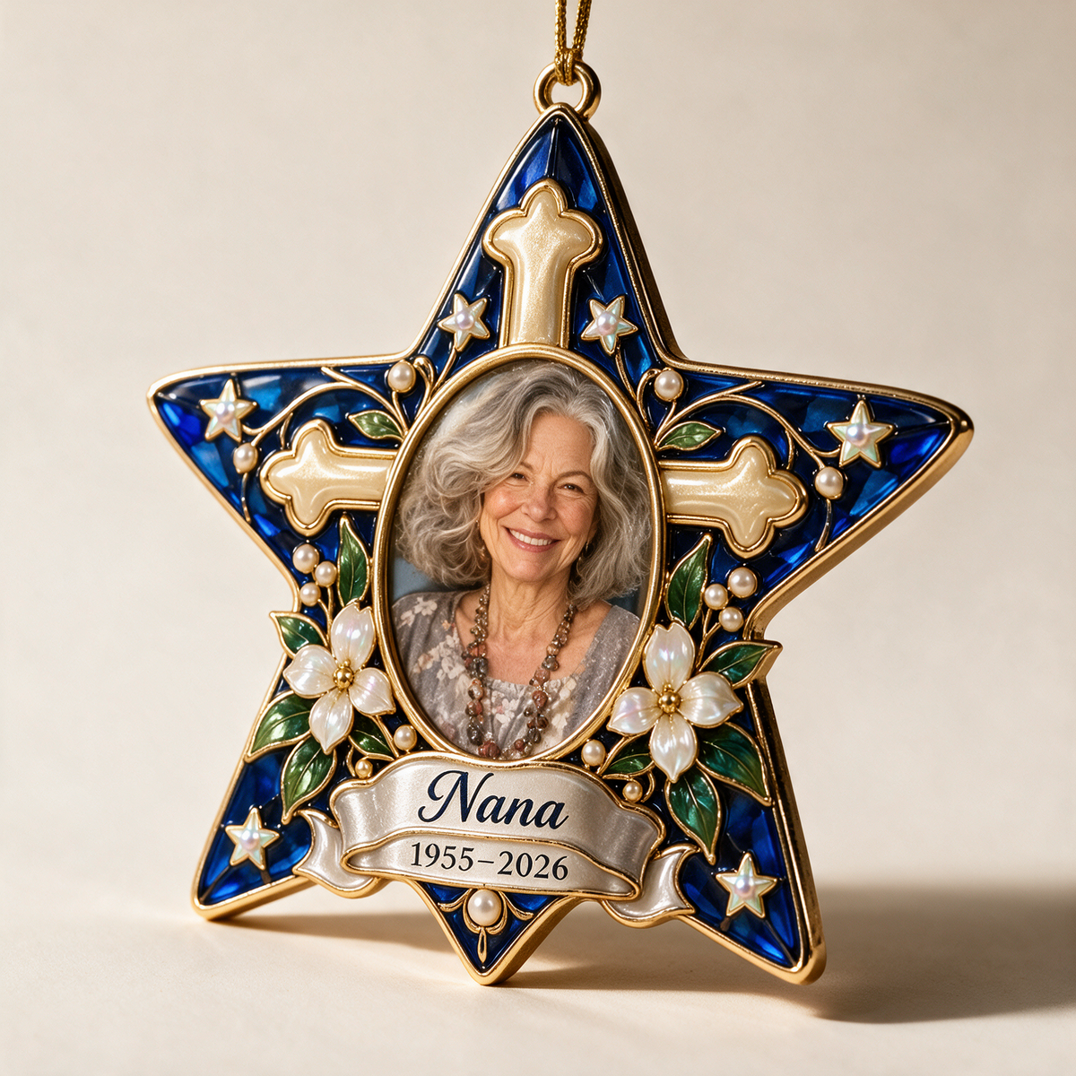 Personalized Custom Photo Star Memorial 3D Christmas Ornament - Grandmother Remembrance Keepsake
