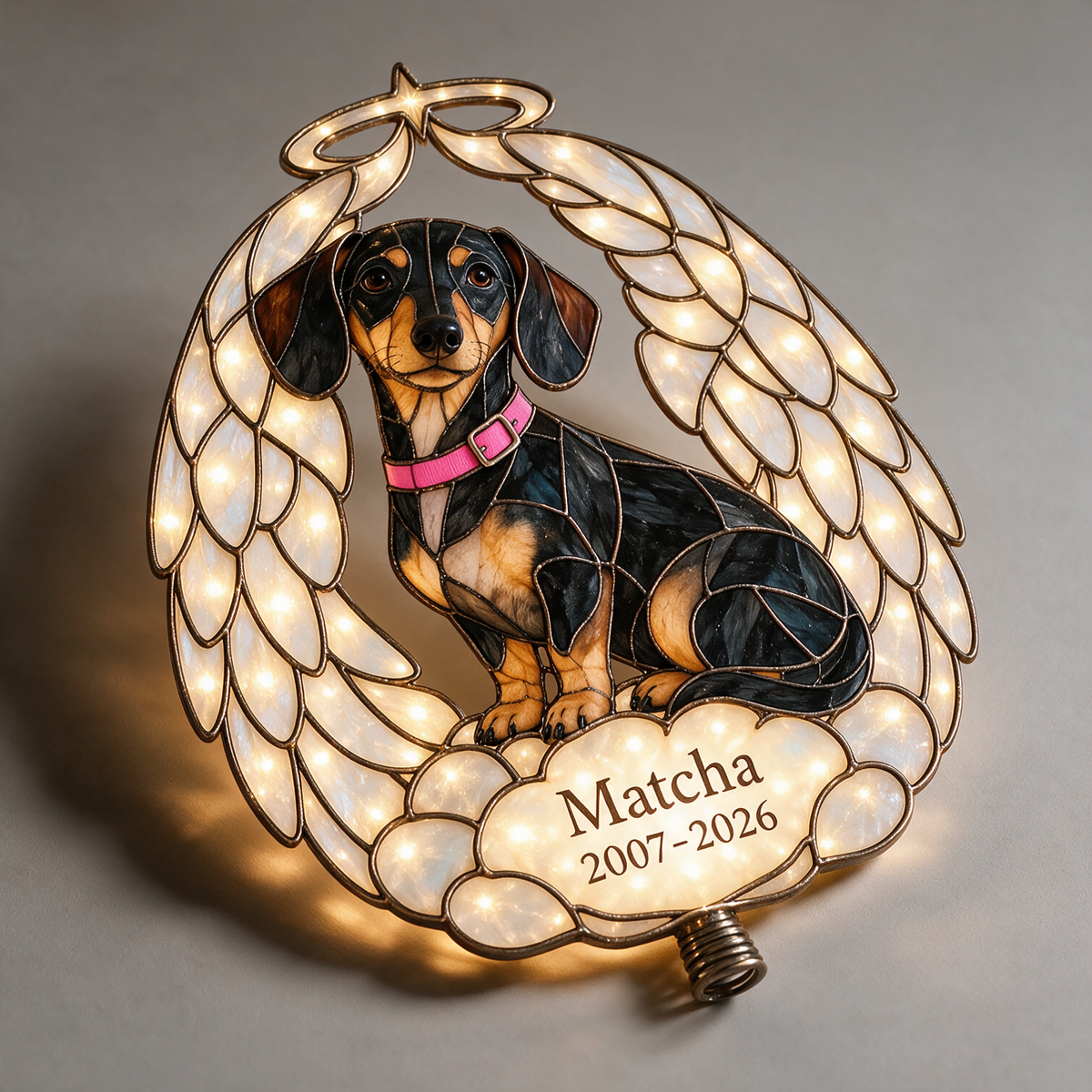 Personalized Dog Memorial Angel Wings Christmas Tree Topper