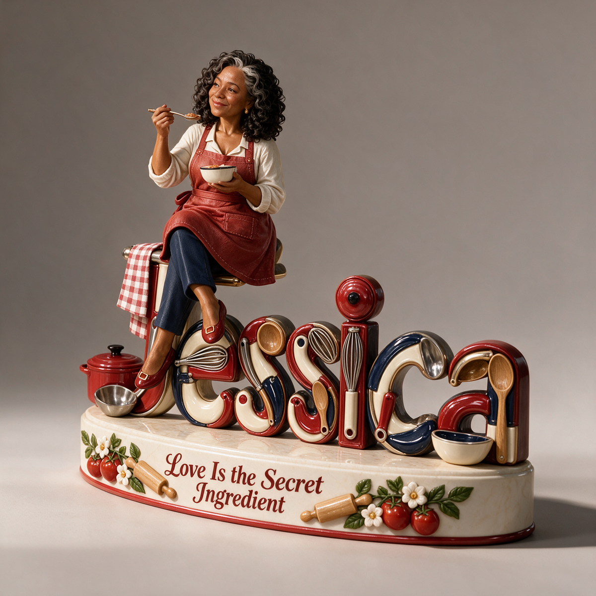 Personalized Custom Photo Cooking 3D Name Figurine - Gift for Older Women