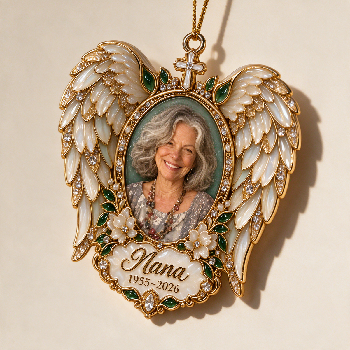 Personalized Custom Photo Angel Wings Memorial 3D Christmas Ornament - Grandmother Remembrance Keepsake