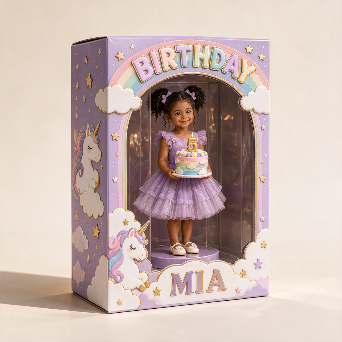 Personalized Custom Photo Unicorn Acrylic Display Box - 5th Birthday Gift for Girls
