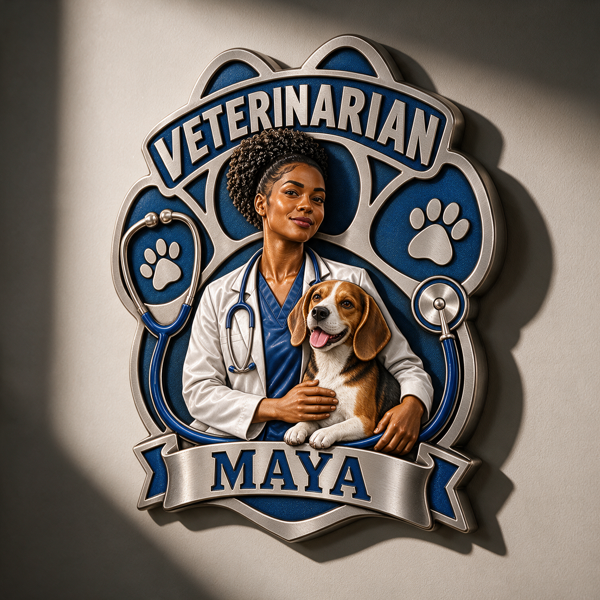 Personalized Custom Photo Veterinarian 3D Printed Cut Metal Sign - Gift for Young Women