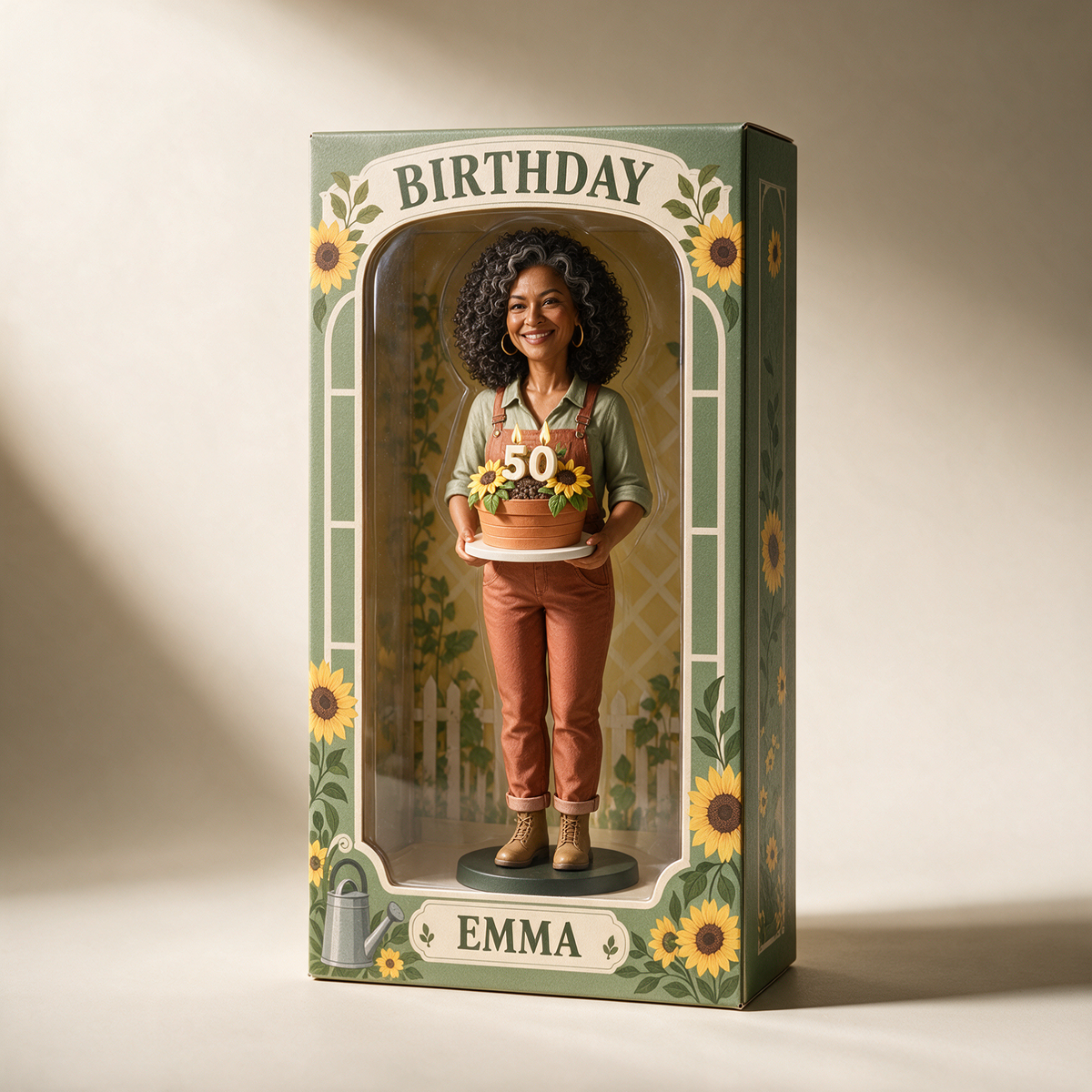 Personalized Gardening Acrylic Display Box - Birthday Photo Figurine Gift