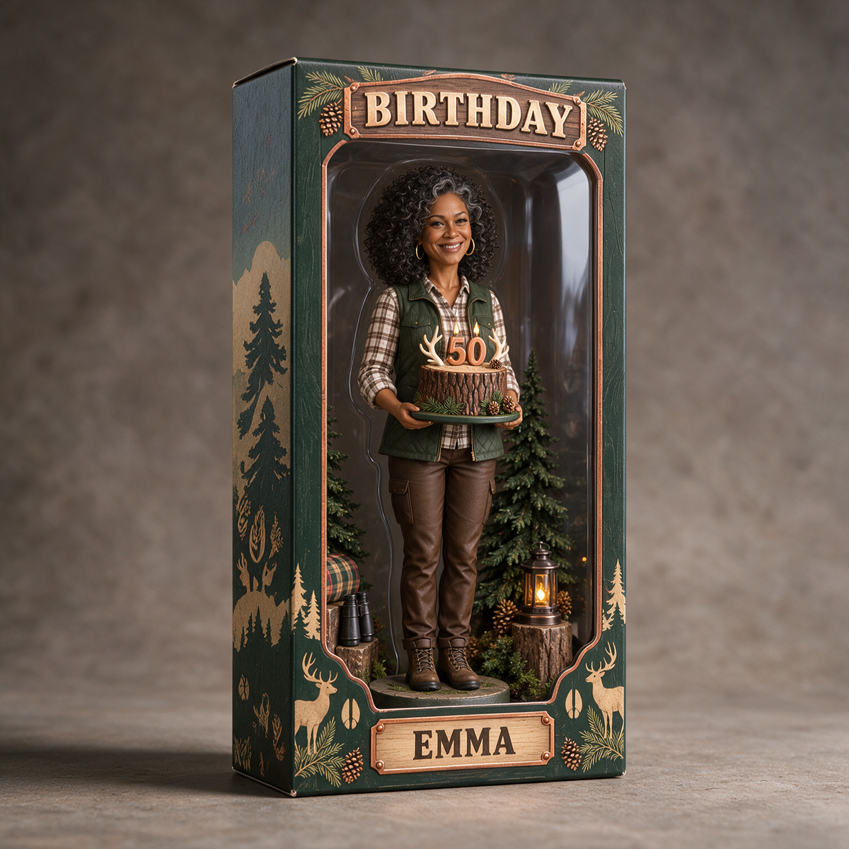 Personalized Hunting Acrylic Display Box - Birthday Portrait Figurine Gift