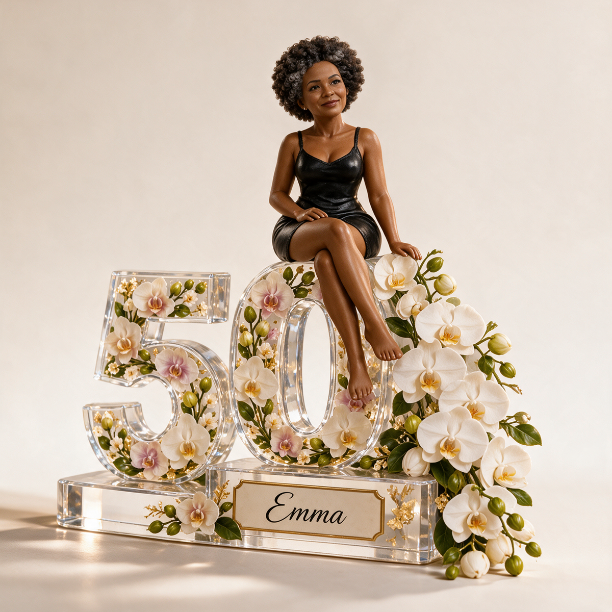 Personalized Custom Photo Orchid Custom Shaped Acrylic Plaque - 50th Birthday Gift for Women