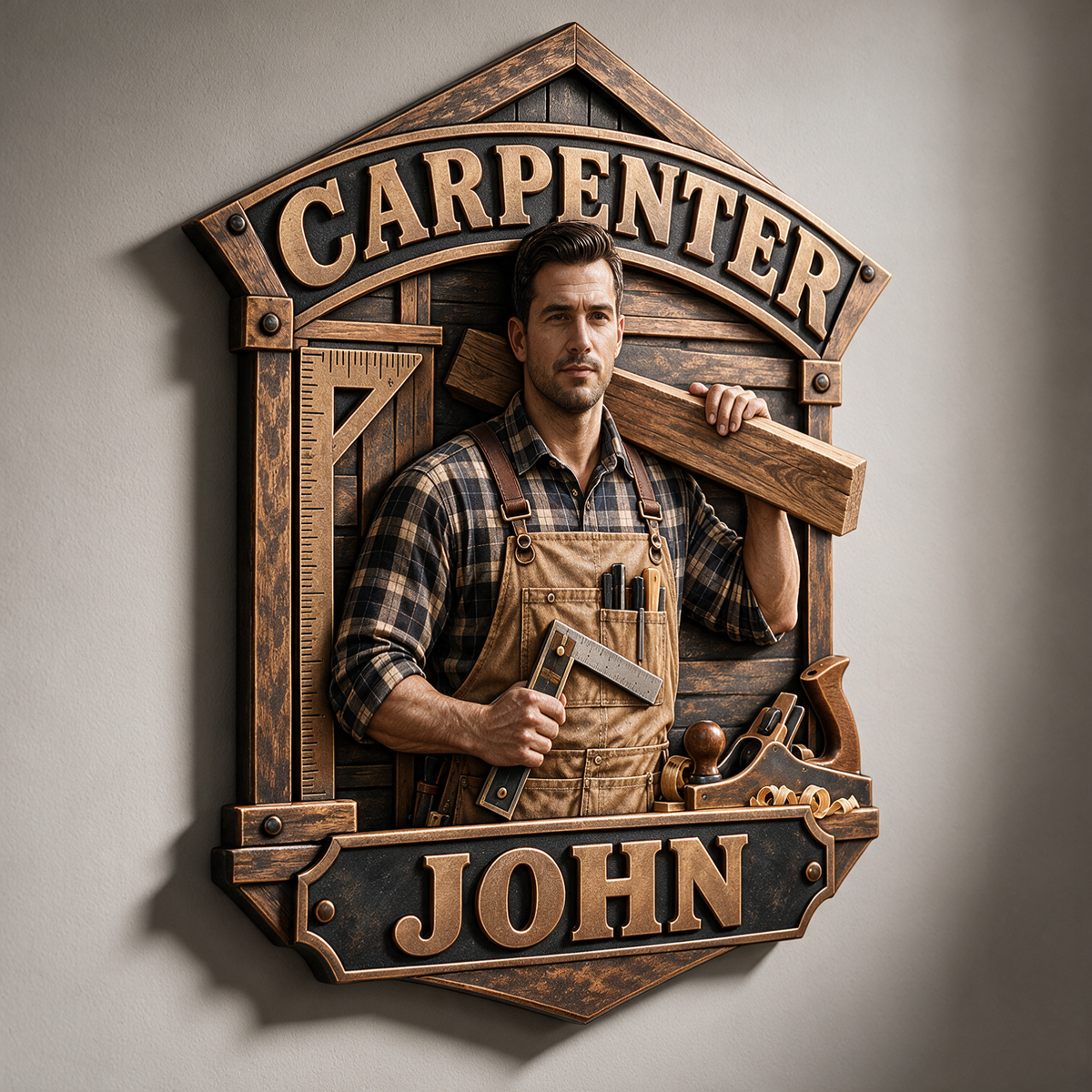 Personalized Custom Photo Carpenter 3D Printed Cut Metal Sign - Gift for Young Men