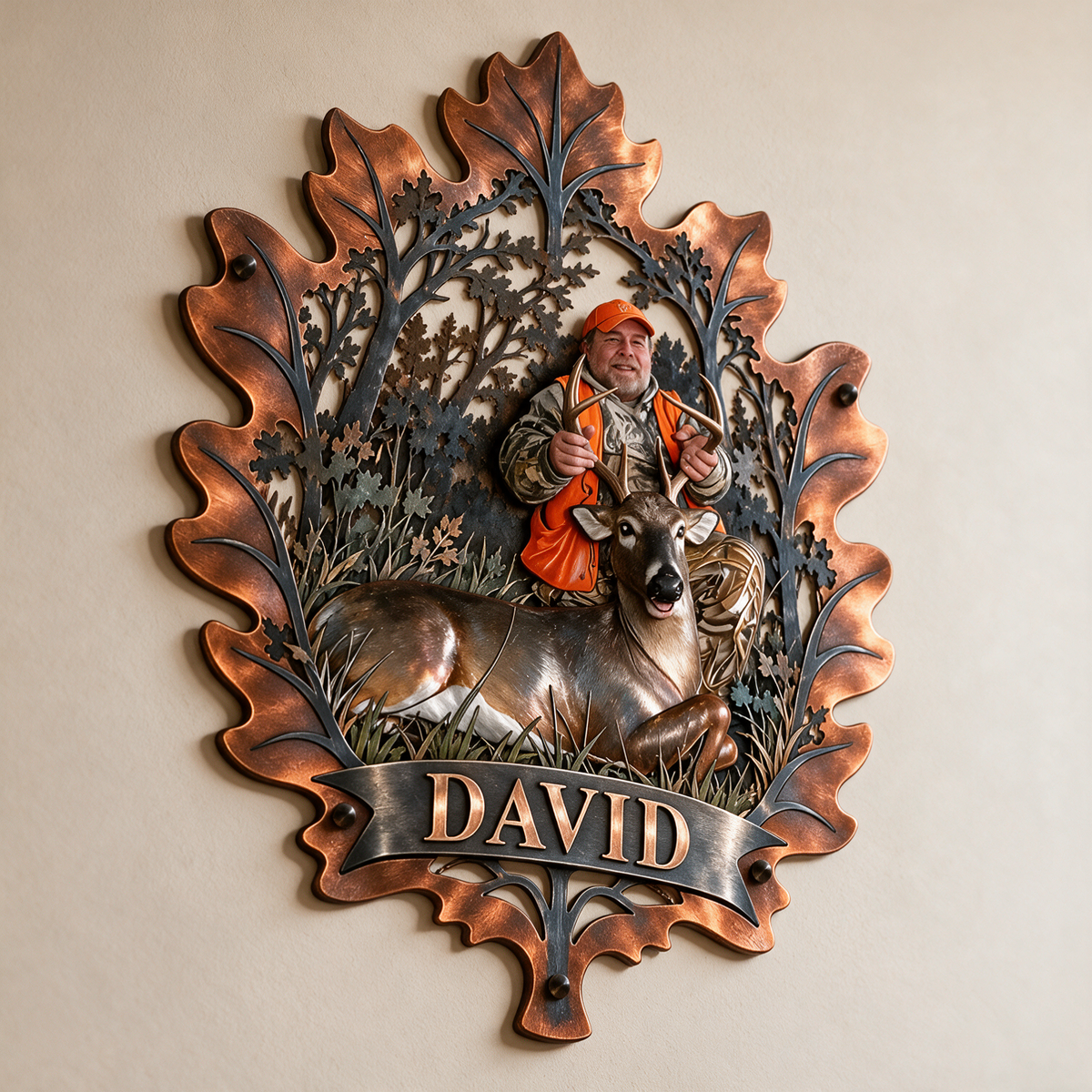 Personalized Custom Photo Deer Hunting 3D Cut Metal Sign - Gift for Older Men
