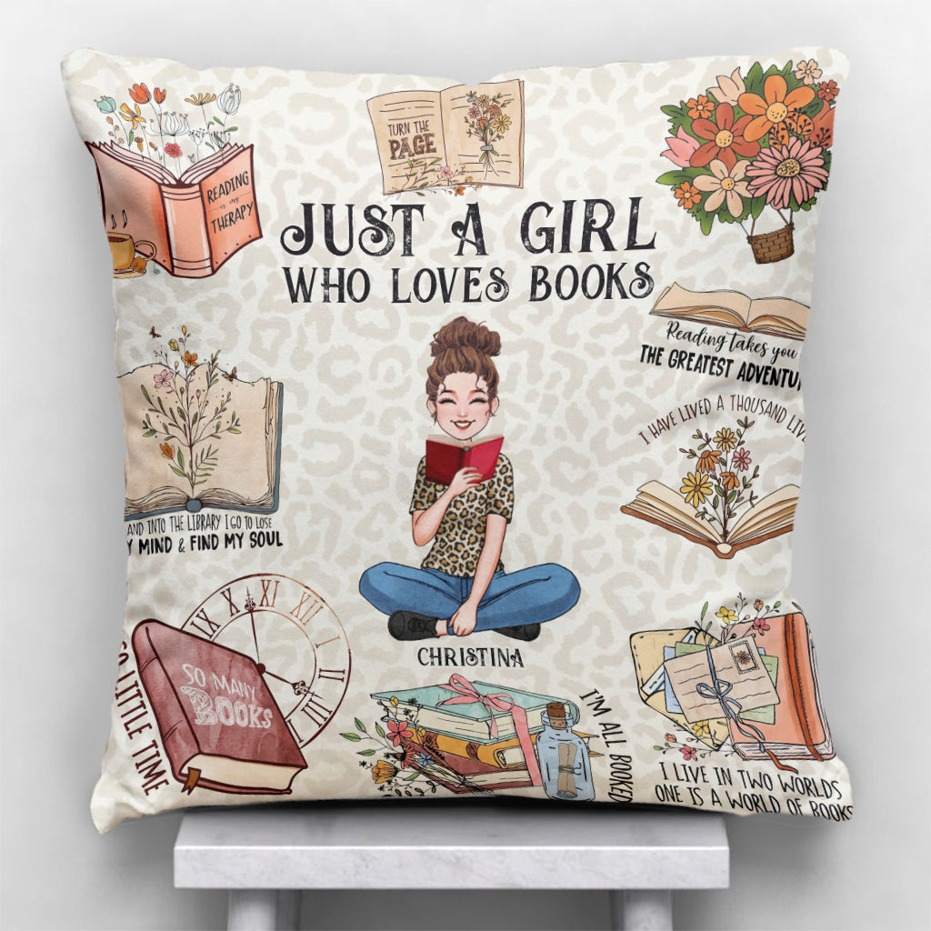Just A Girl Who Loves Books - Personalized Book Throw Pillow