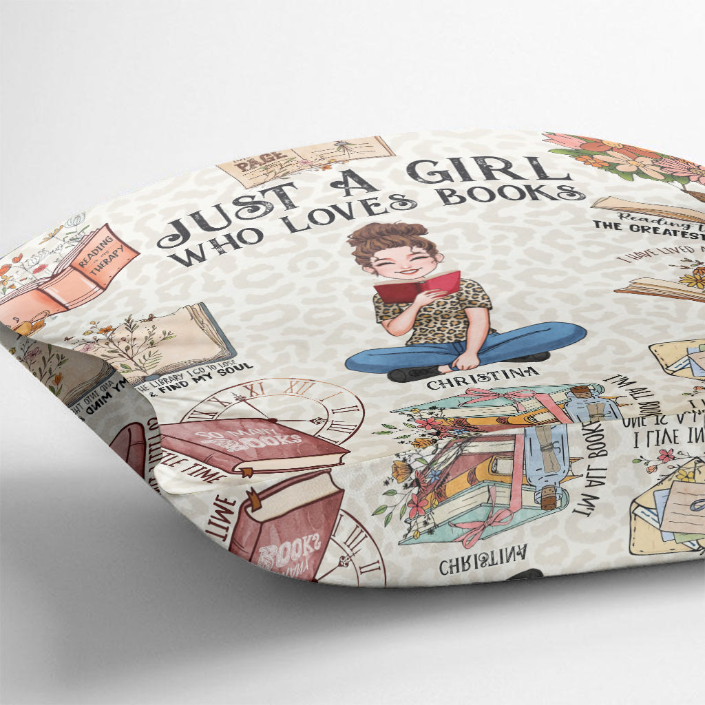 Just A Girl Who Loves Books - Personalized Book Throw Pillow
