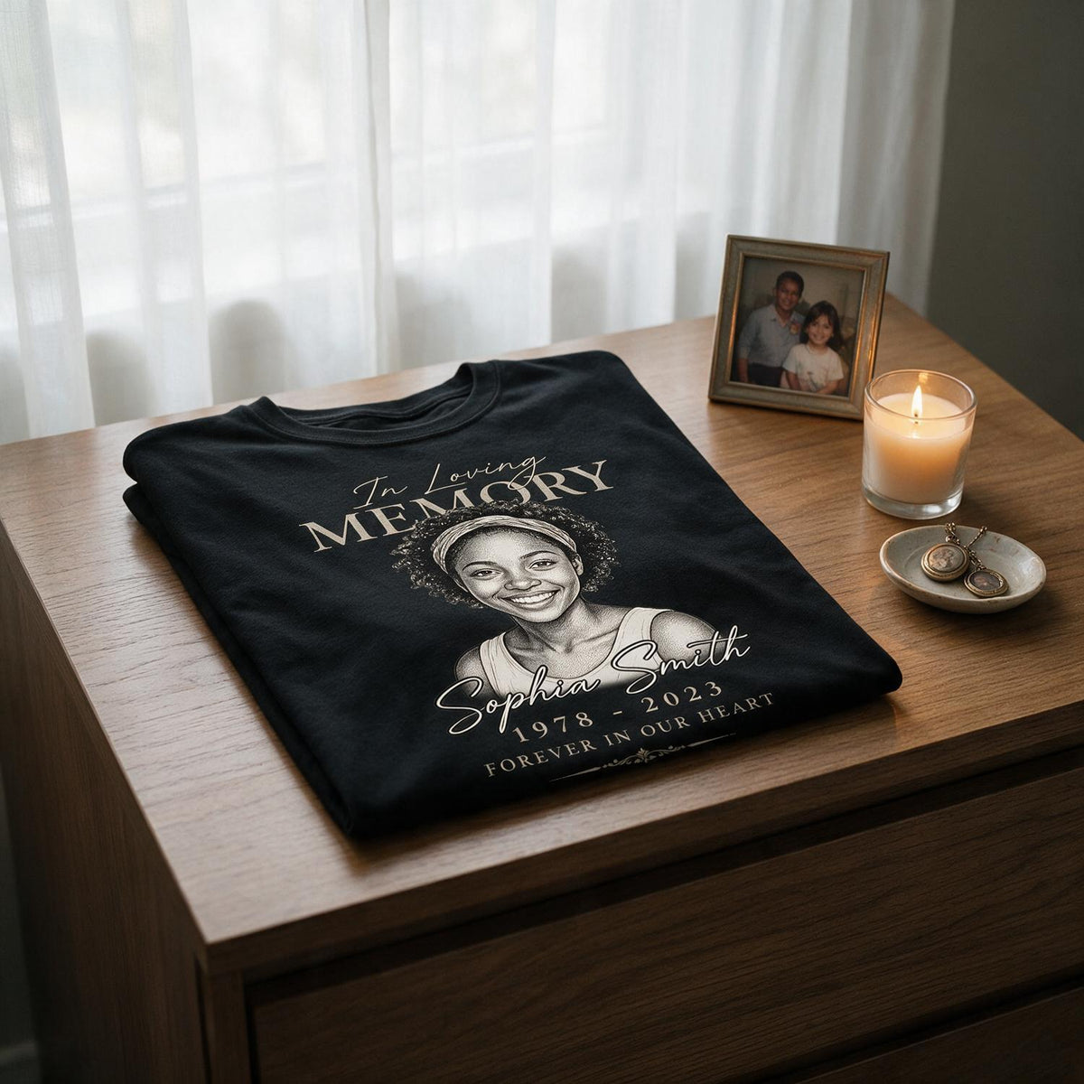 In Loving Memorial Forever In Our Hearts - Personalized Shirt - Memorial Sympathy Gift