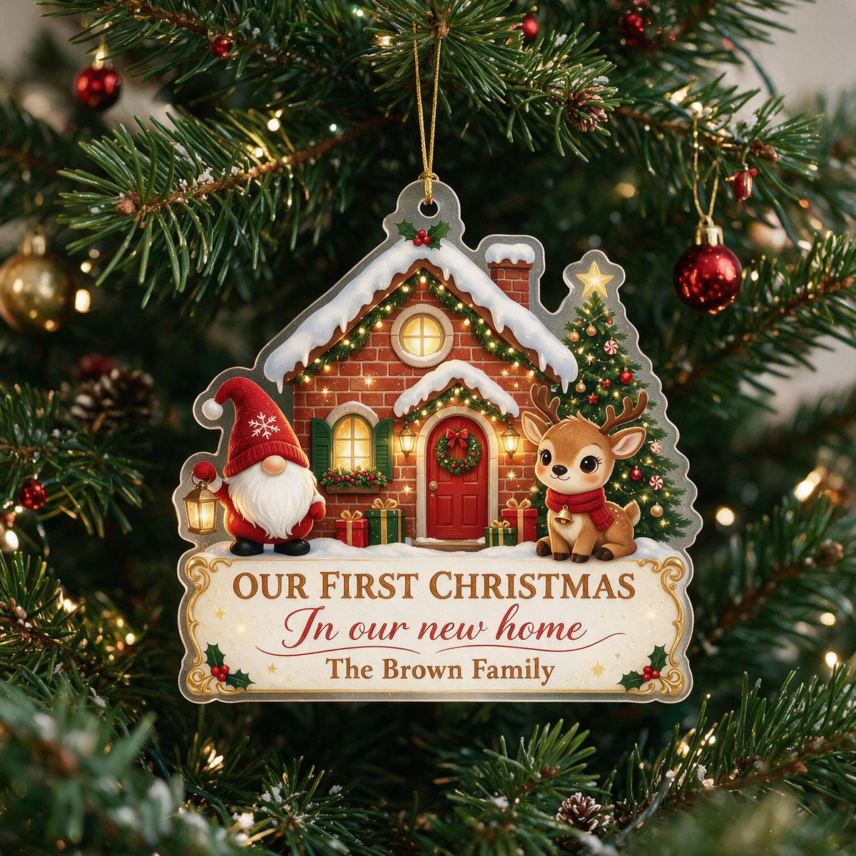 Personalized Christmas First Christmas in Our New Home Acrylic Ornament, Housewarming Gift New Home Decor