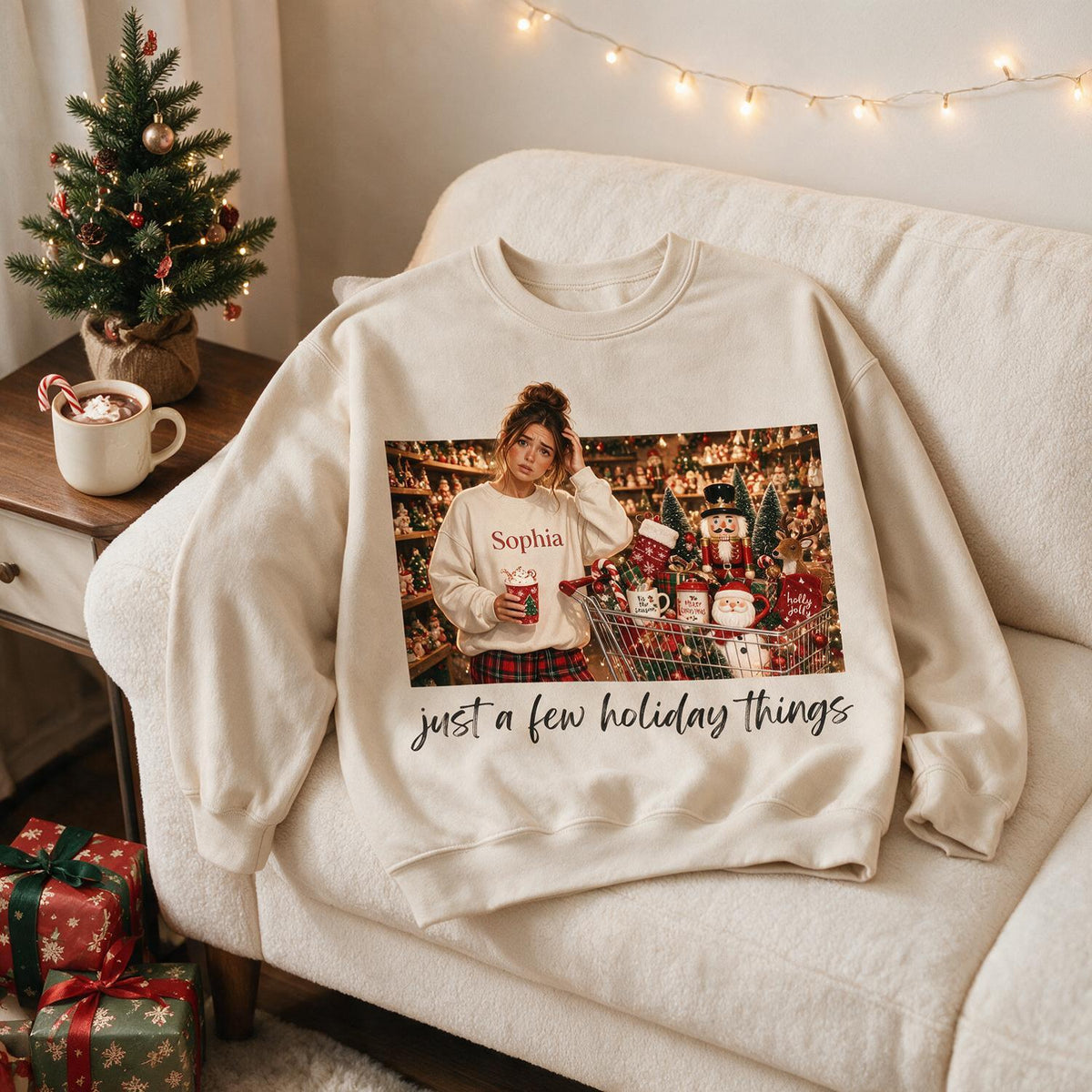 Personalized Christmas Custom Photo Sweatshirt, Just A Few Holiday Things Funny Holiday Gift