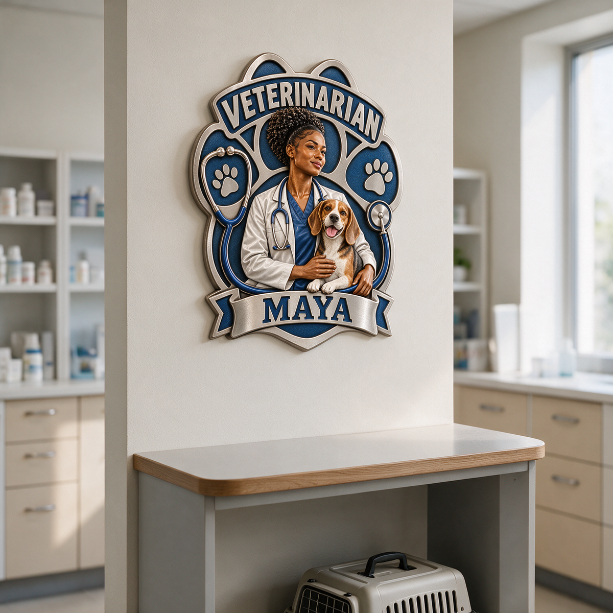 Personalized Custom Photo Veterinarian 3D Printed Cut Metal Sign - Gift for Young Women