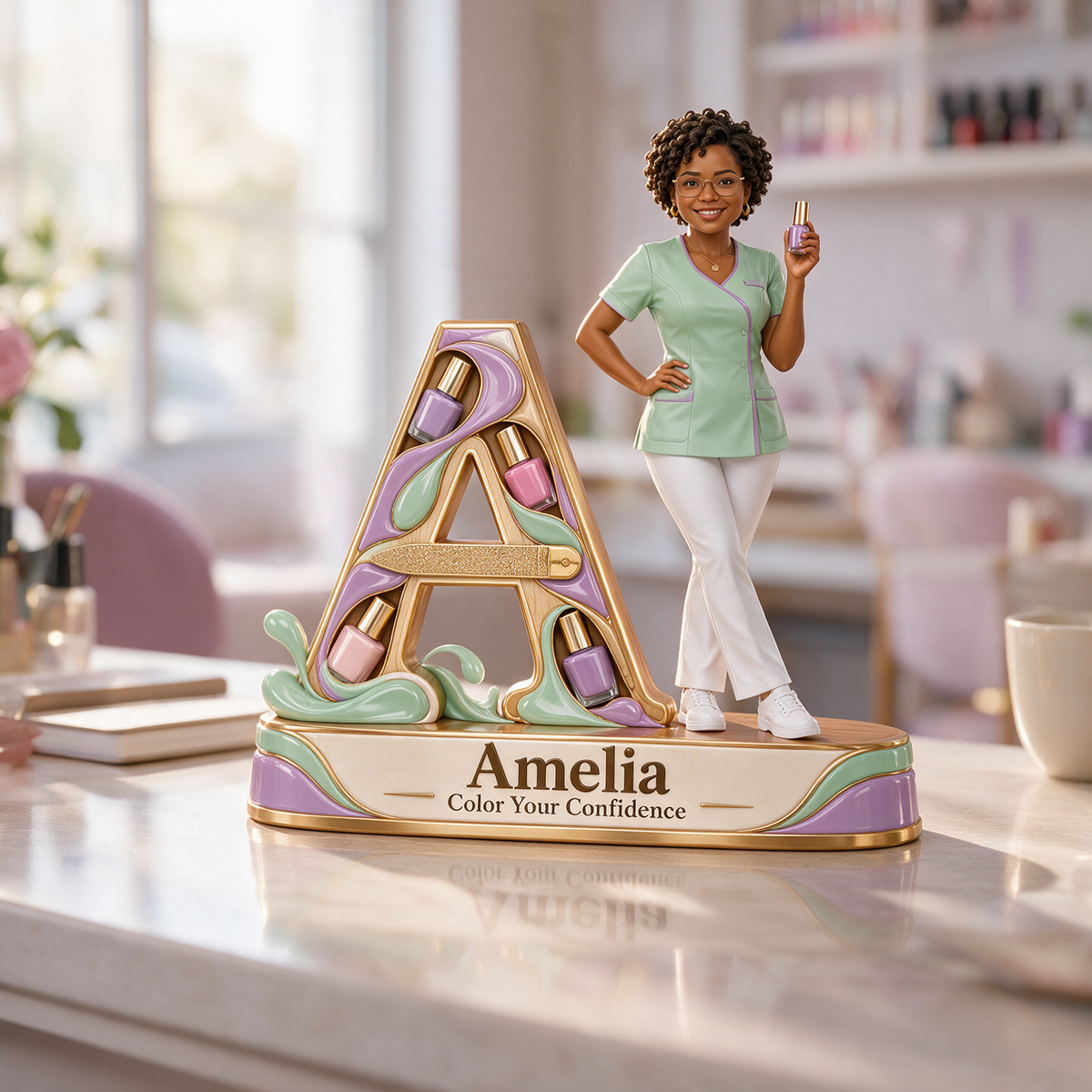 Personalized Custom Photo Nail Technician 3D Letter Plaque - Gift for Women