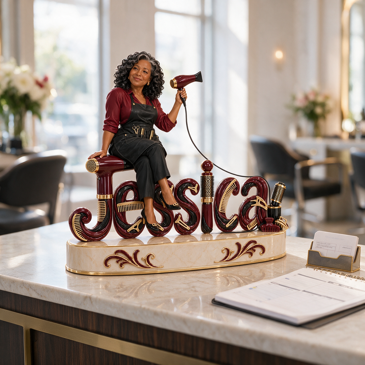 Personalized Custom Photo Hairdresser Custom Shaped Acrylic Plaque - Gift for Older Women