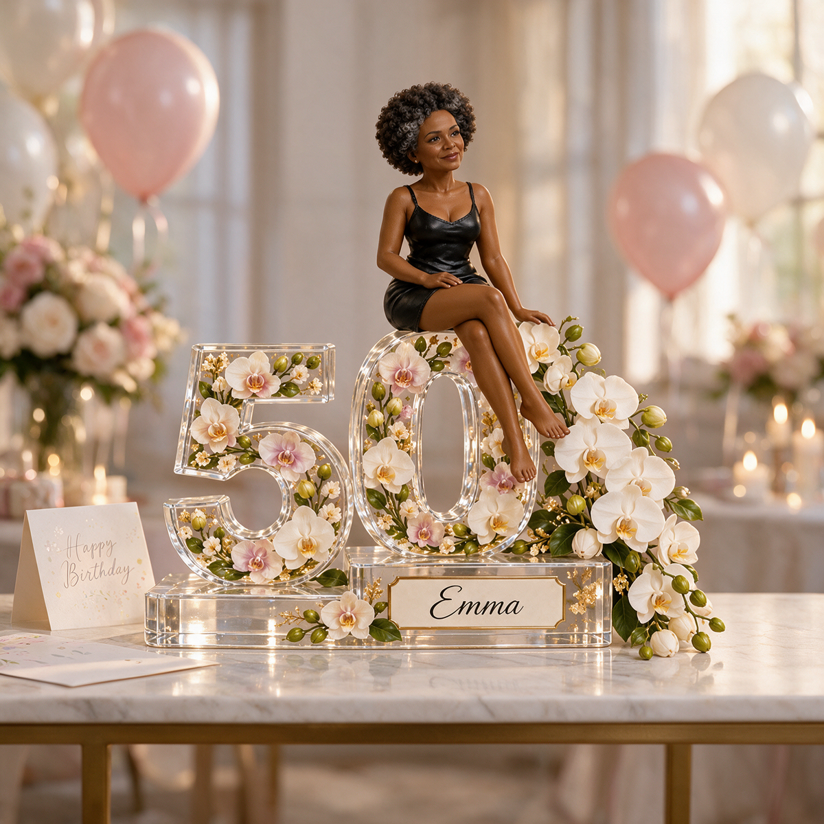 Personalized Custom Photo Orchid Custom Shaped Acrylic Plaque - 50th Birthday Gift for Women