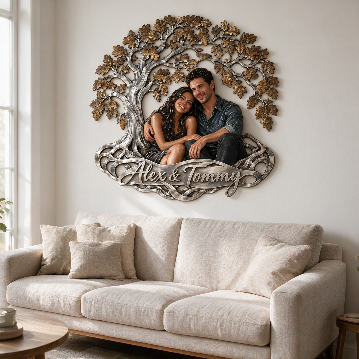 Personalized Custom Photo Tree of Love 3D Metal Wall Art - Gift for Couples