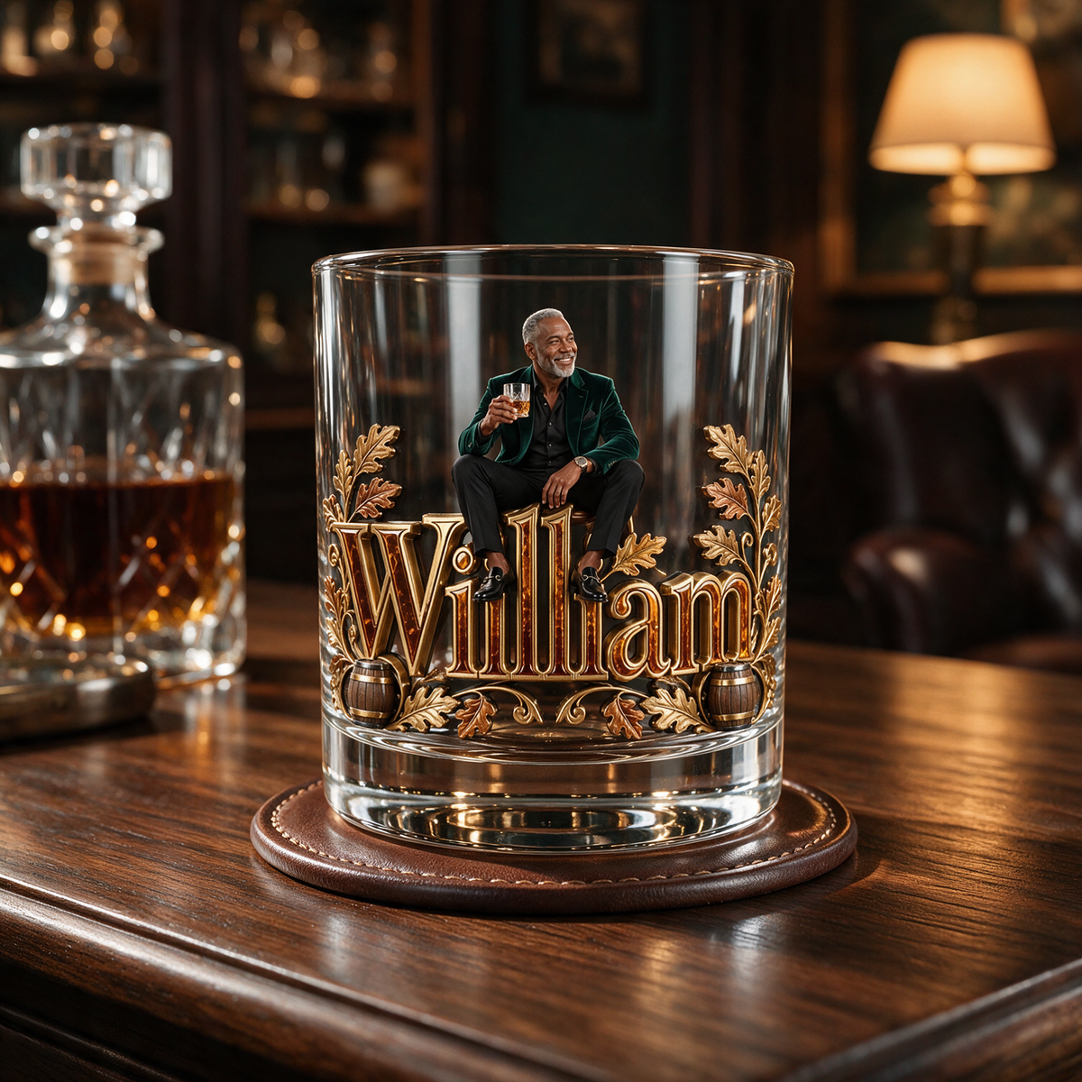 Personalized Custom Photo Whiskey Glass - Whiskey Lover Gift for Older Men