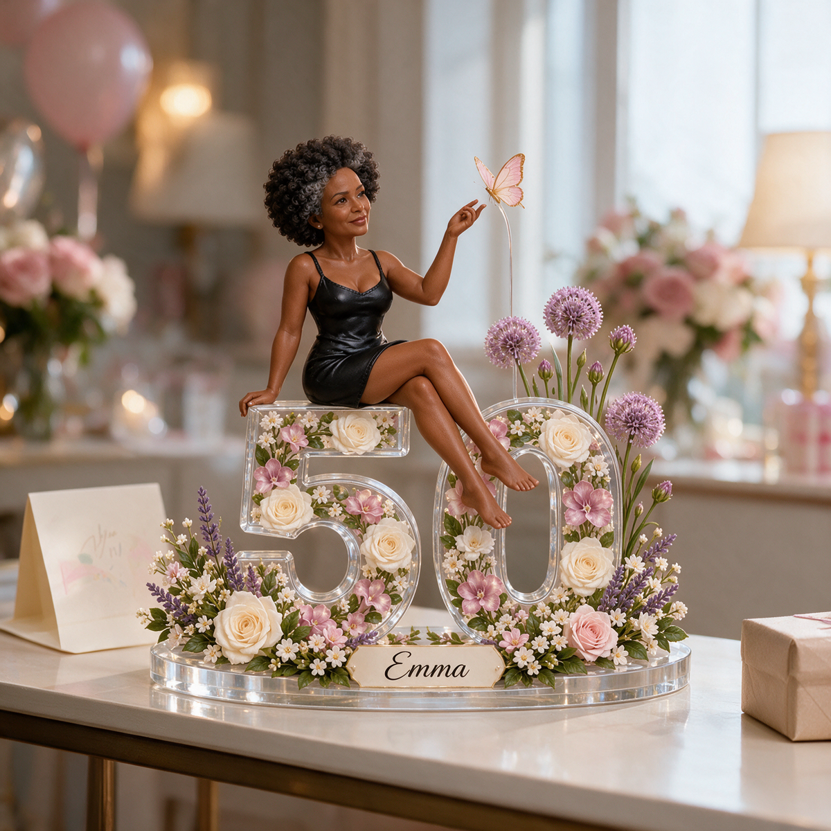 Personalized Custom Photo Wildflower Custom Shaped Acrylic Plaque - 50th Birthday Gift for Women