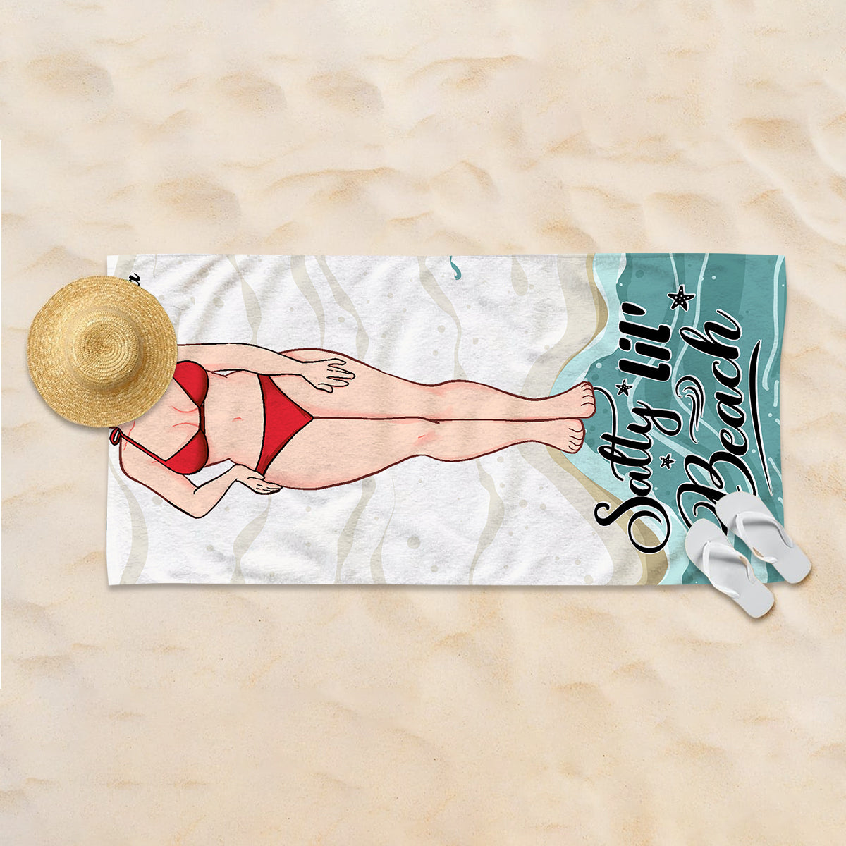 Salty Lil' Beach - Sea Lover gift for friend, sister, girlfriend, wife, mom - Personalized Beach Towel